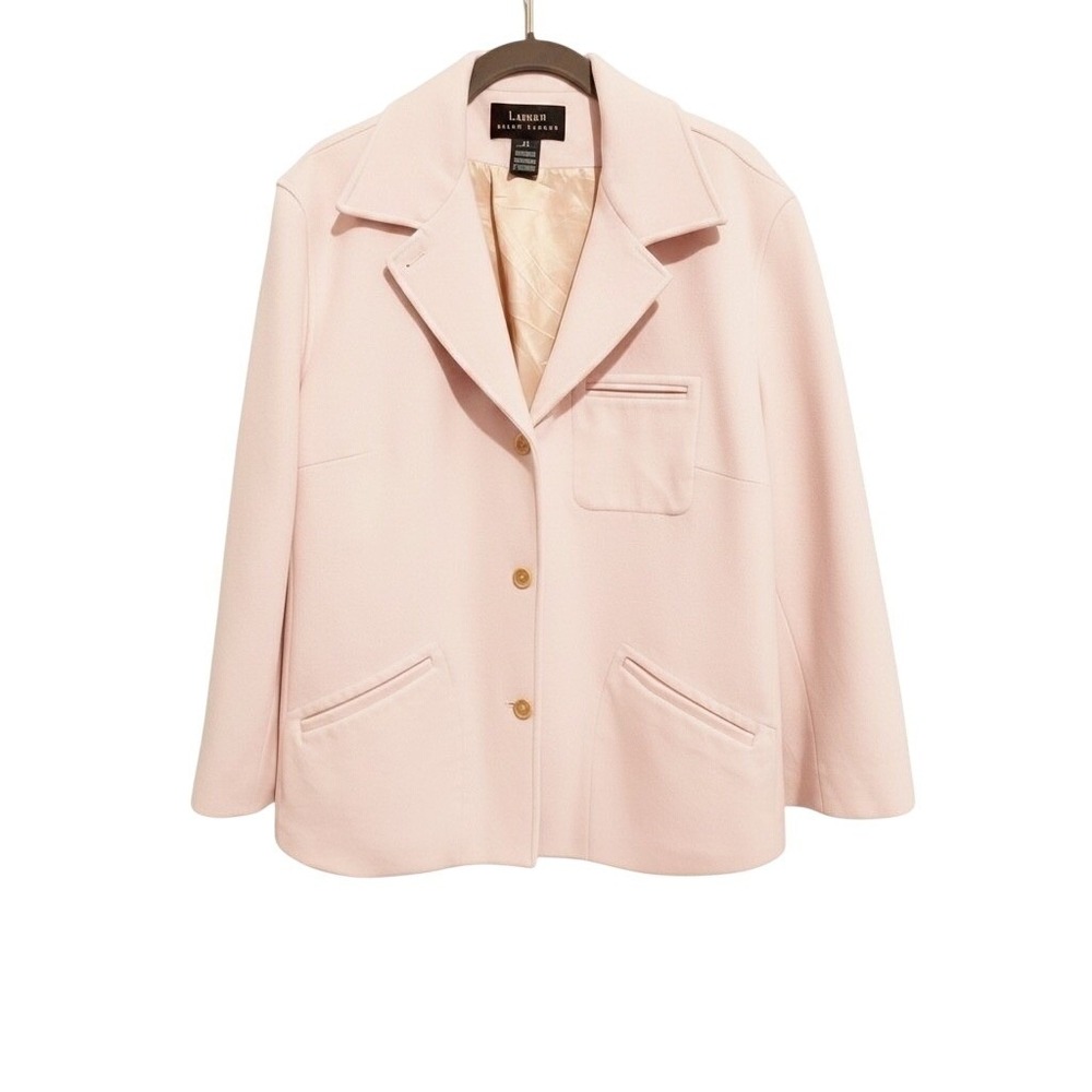 Lauren Ralph Lauren Pea Coat Women 2X Pink Lambswool Cashmere Blend Classic Luxe
